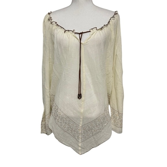 Dressbarn Bohemian Lightweight Asymetrical Long SleeveTunic Off White SZ 2X NWT - Picture 1 of 8